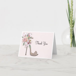 Carte De Remerciements Chaussure Stiletto Floral Glamour