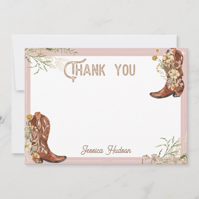 Carte De Remerciements Chaussures de défilé de mariage floral aquarelle e (Devant)