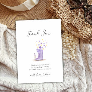 Carte De Remerciements Chaussures de pluie étoiles aquarelle violette Bab