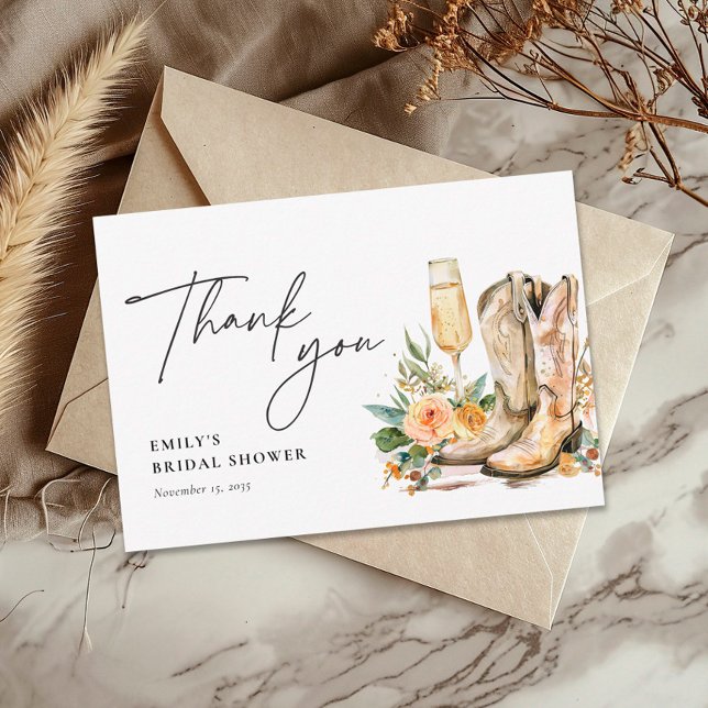 Carte De Remerciements Chaussures et pétillant Shower Mariage Occidental (Créateur téléchargé)