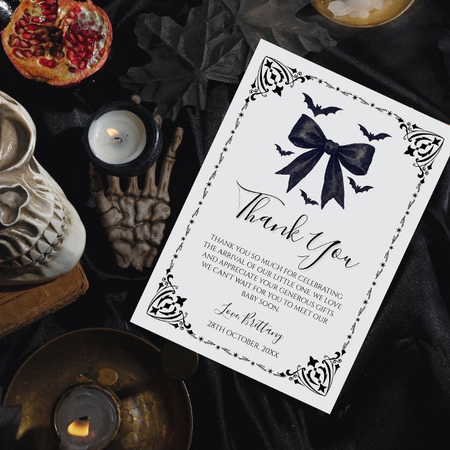 Carte De Remerciements Chauves-souris et vaches Halloween Baby shower got (Créateur téléchargé)
