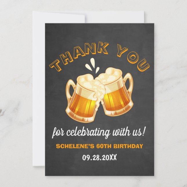 Carte De Remerciements Cheers and Beers Surprise 60e Anniversaire tableau (Devant)