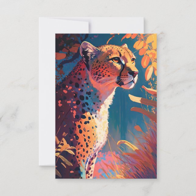 Carte De Remerciements Cheetah Animal Portrait Peinture Faune En Plein Ai (Devant)