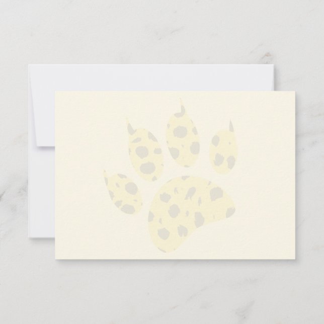 Carte De Remerciements Cheetah Paw Print Blank Cream Off White (Dos)