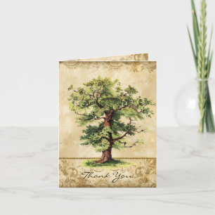 Carte De Remerciements Chêne vintage Arbre de vie Écrans à la spirale Par