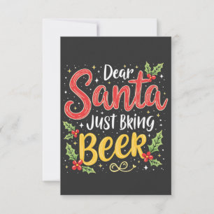 Carte De Remerciements Cher Père Noël, Apportez Juste de la Bière Père No