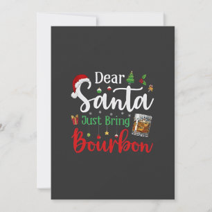 Carte De Remerciements Cher Père Noël vient d'apporter un verre de Bourbo