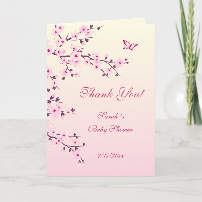 Carte De Remerciements Cherry Blossom Baby shower fille (Devant)
