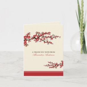 Carte De Remerciements Cherry Blossom Custom Thank You Card (red)