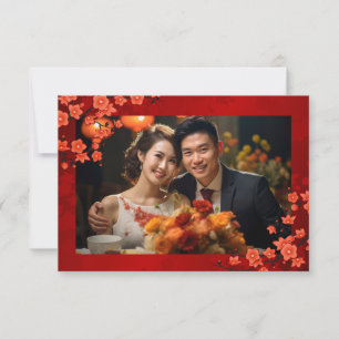 Carte De Remerciements Cherry Blossom Photo Mariage chinois