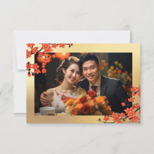 Carte De Remerciements Cherry Blossom Photo Mariage chinois