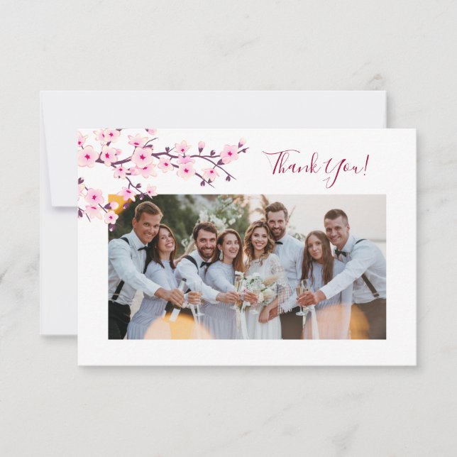 Carte De Remerciements Cherry Blossom Photo Wedding Thank You Card (Devant)