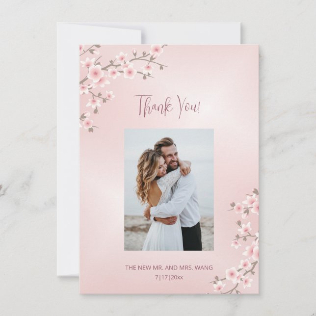 Carte De Remerciements Cherry Blossom Wedding Thank You (Devant)