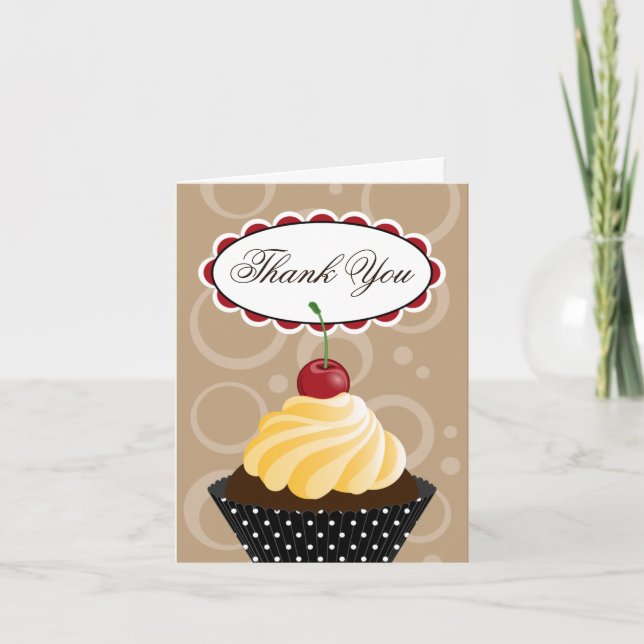 Carte De Remerciements Cherry Cupcake Bakery Thank You (Devant)