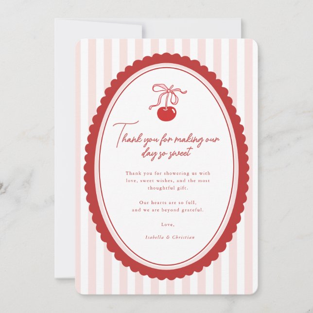 Carte De Remerciements Cherry on Top Coquette Bow Thank You Card  (Devant)