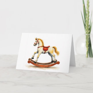 Carte De Remerciements Cheval à bascule aquarelle de vacances