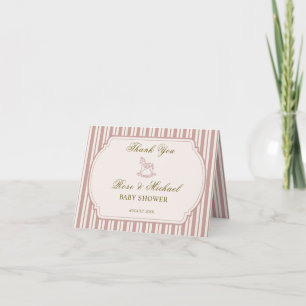 Carte De Remerciements Cheval à bascule vintage Blush Chic