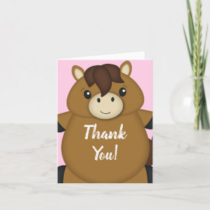 Carte De Remerciements Cheval Baby shower rose