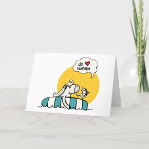 Carte De Remerciements Cheval blanc nageant avec oiseau