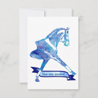 Carte De Remerciements Cheval bleu de dressage d'aquarelle