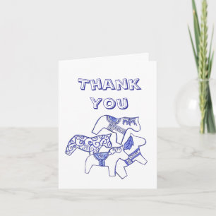 Carte de remerciements Cheval Bleu et Blanc