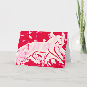 Carte De Remerciements Cheval Chic Blanc Rose Rouge