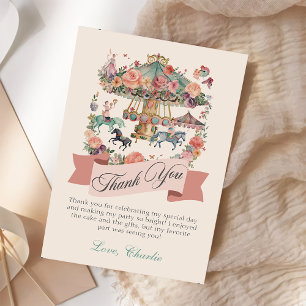 Carte De Remerciements Cheval de carrousel Carnaval Anniversaire