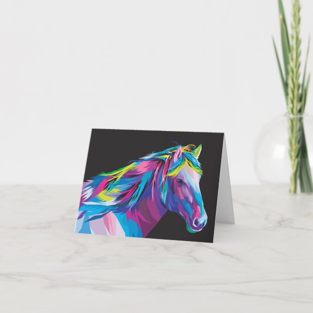 Carte De Remerciements Cheval pop art (Devant)