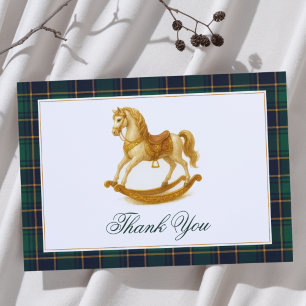 Carte De Remerciements Cheval Rocheux Élégant Baby shower Plaid