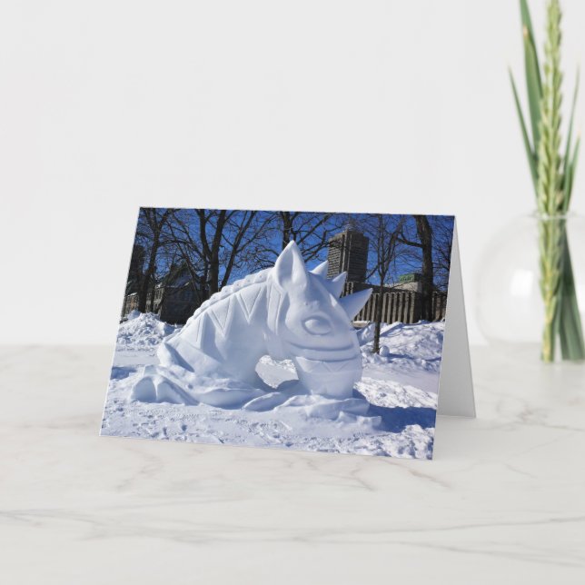 Carte De Remerciements Cheval Snow Sculpture, Québec, Canada (Devant)