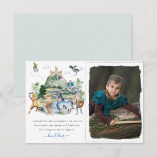 Carte De Remerciements Chevaliers & Dragons   Anniversaire Médiéval Royal