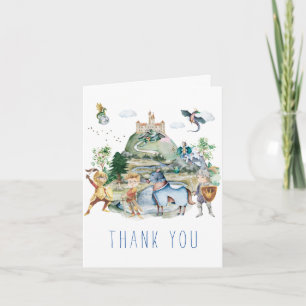Carte De Remerciements Chevaliers & Dragons Anniversaire Médiéval Royal