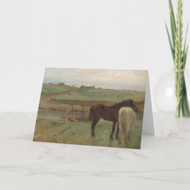 Carte De Remerciements Chevaux dans une prairie, Peinture à l'huile, Edga (Devant)