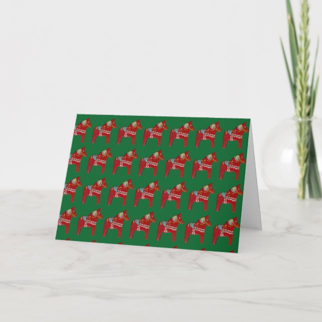 Carte De Remerciements Chevaux de Dala de Noël (Devant)