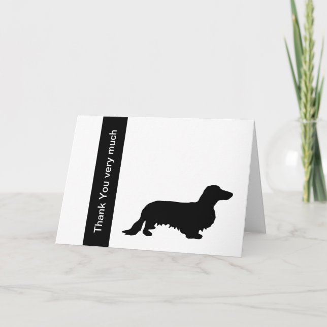 Carte De Remerciements Cheveux longs Dachshund - Silhouette 1 (Devant)