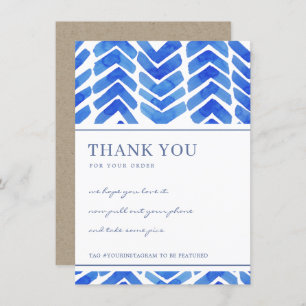 CARTE DE REMERCIEMENTS CHEVRON BLEU EN ROSE MOTIF ENTREPRISE LOGO D'ENTRE