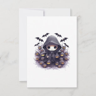 Carte De Remerciements Chibi Grim Reaper Halloween - Fantastique sombre a