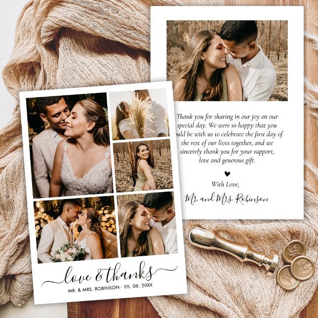 Carte De Remerciements Chic Amour et Remerciements Script Photo Collage M (Créateur téléchargé)