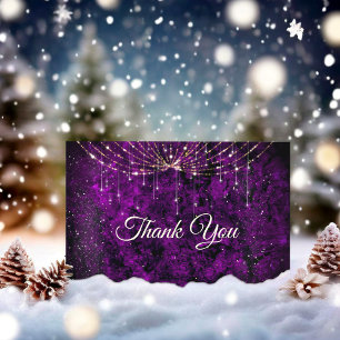 Carte De Remerciements Chic argent violet faux paillettes