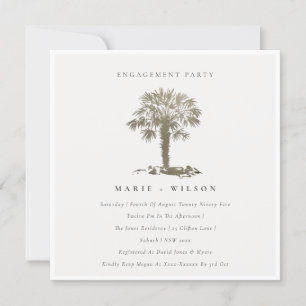 Carte De Remerciements Chic Beach Palm Tree Dark Gold Fiançailles Invitat