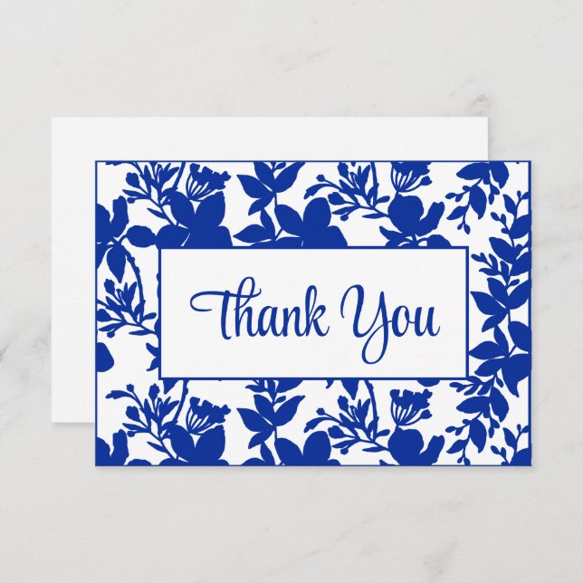 Carte De Remerciements Chic Blue Floral 65e fête d'anniversaire (Devant / Derrière)
