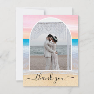 Carte De Remerciements Chic Blush rose violet Tropical Beach Arch Photo