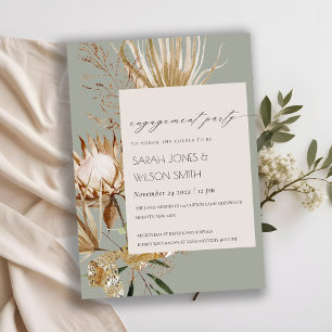 Carte De Remerciements Chic Boho Protea Fiançailles de palme sec Invitati