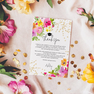 Carte De Remerciements Chic Bold Boho Parties scintillant aquarelle gradu