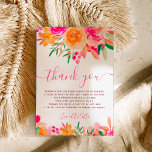 Carte De Remerciements Chic Bold chute d'eau fleurie douche nuptiale<br><div class="desc">Carte de remerciements nuptiale chic avec eau fleurie moderne et caillebotte brillante orange,  pêche,  rose et vert bouquet de fleurs et police de caractères élégante.</div>