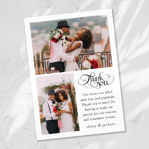 Carte De Remerciements Chic Calligraphie Script Mariage photo
