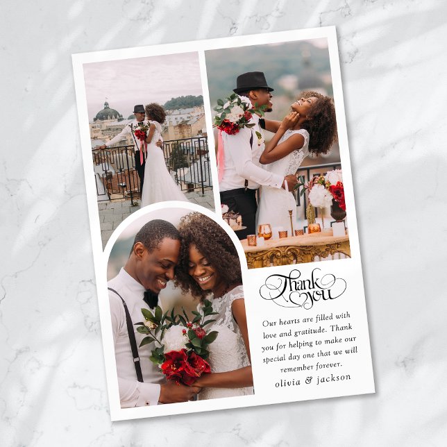 Carte De Remerciements Chic Calligraphie Script Mariage photo (Créateur téléchargé)