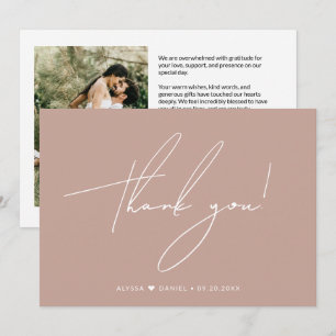Carte De Remerciements Chic Custom Wedding photo Blush Pink