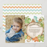 Chic Dinosaur Boy Birthday Green Chevron Photo