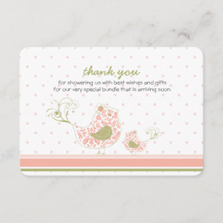 Carte de remerciements chic d'oiseau de maman